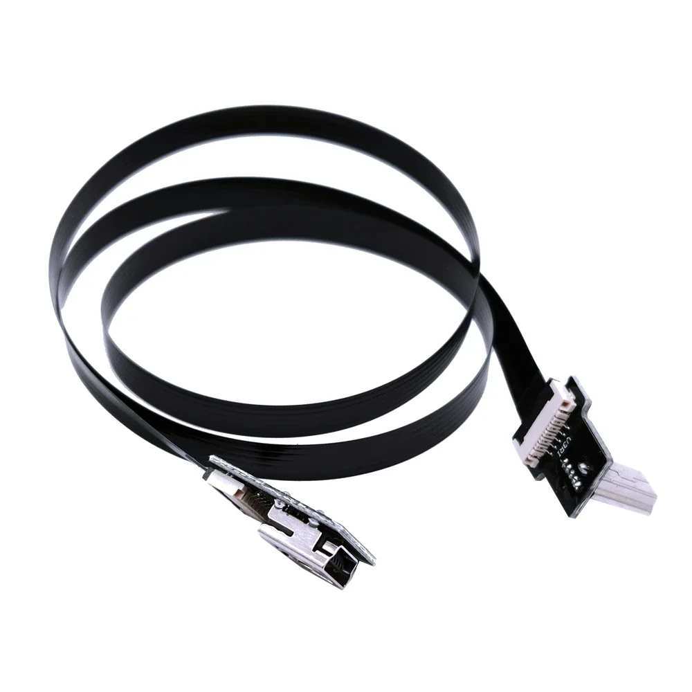 Mini USB male to female elbow FPC ultra-thin 5CM-100CM mini USB extension cable data cable elbow v3 port T-shaped port