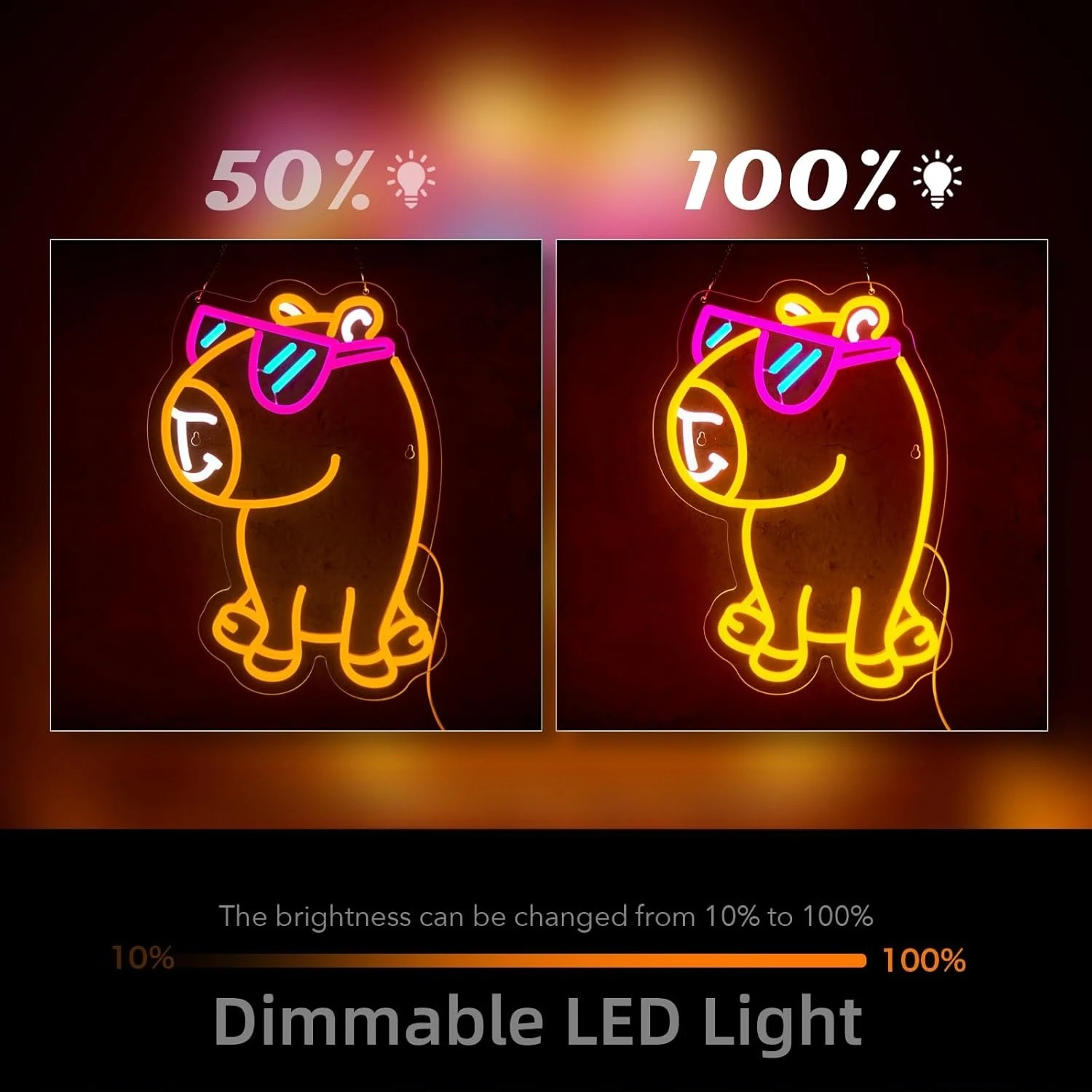 كابيبارا النيون تسجيل مع نظارات لطيف الحيوانات الأليفة USB عكس الضوء LED أضواء النيون لغرفة النوم حديقة الحيوان الحيوانات الأليفة متجر القط مقهى ديكور هدية عيد الميلاد