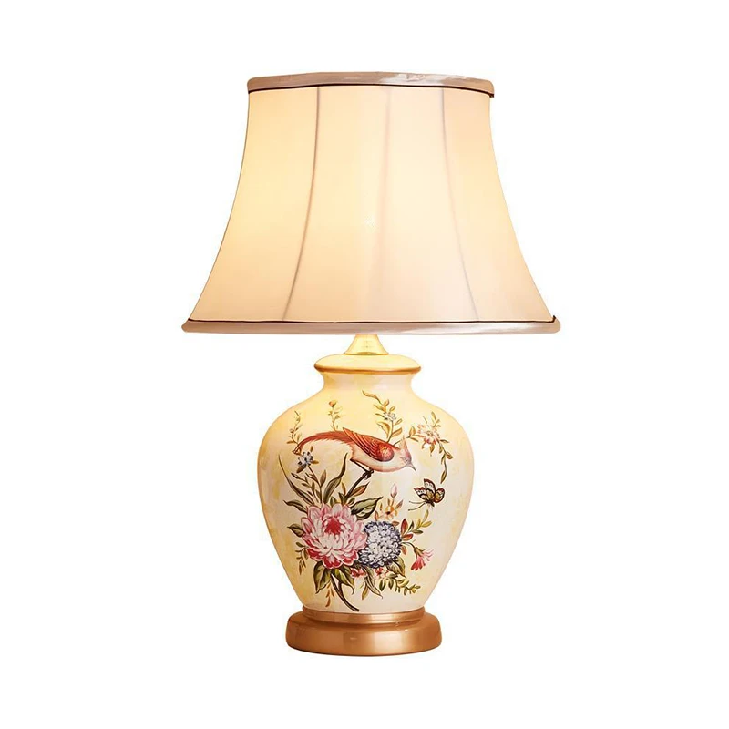 APRIL Ceramic Table Lamp LED Luxury Modern Creative Flower Pattern Desk Lights For Home Living Room Bedroom Bedside
