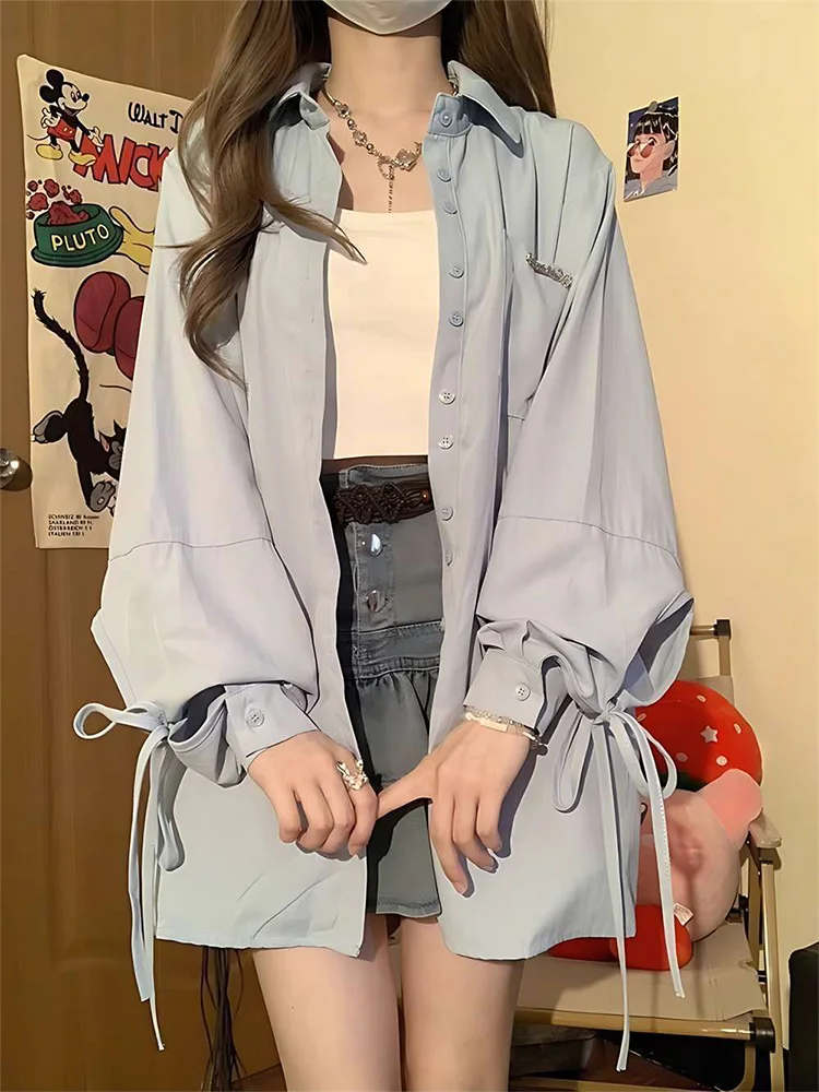 

Y2K Spicy Girl Knot Long Sve irt Women's Summer Thin Cardigan Outer Design Sun Protection Trendy Jaet