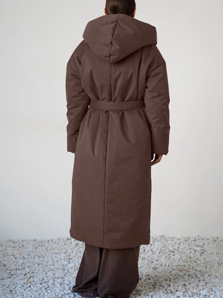 Tossy Winter Long-Length Hooded Cotton Jacket Female Loose Warm Long Sleeve Solid  Pocket Luxury Coat 2025 Female Jackets Coat