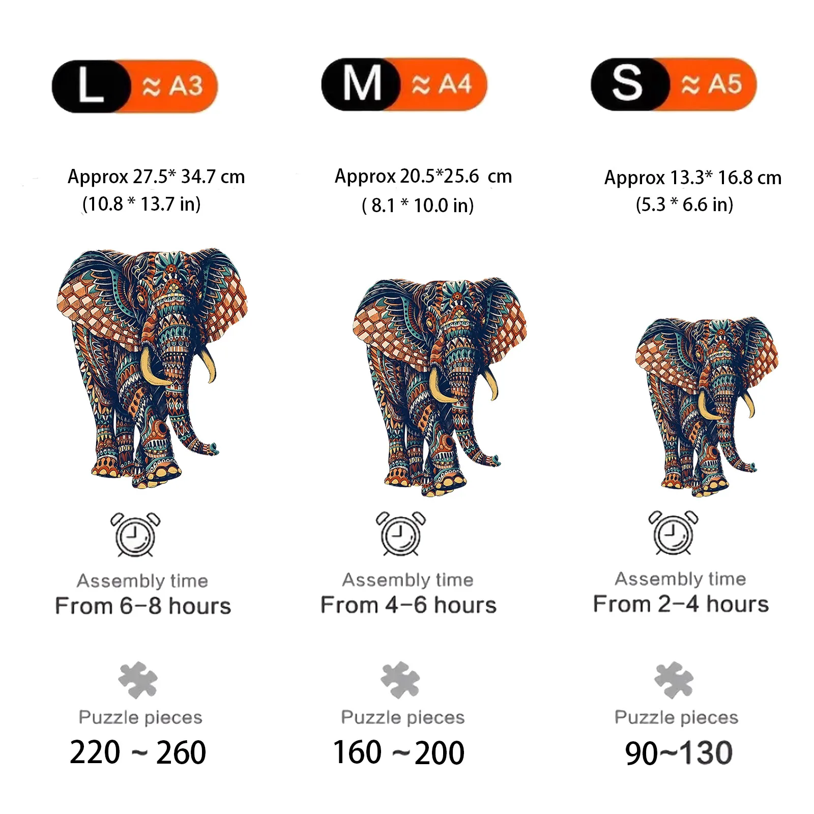 Puzzle unico in legno con elefante, giocattoli antistress per adulti, forme di animali irregolari, regalo di compleanno per le vacanze