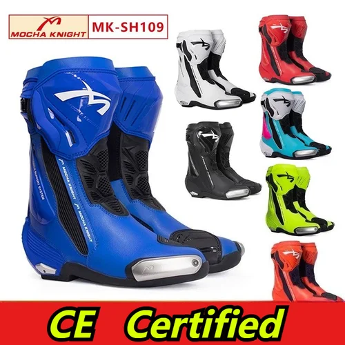 Imagen 2 del producto BENKIA Mocha Botas de motociclismo Certificación CE Botas de carreras profesionales BENKIA Botas impermeables de alta calidad SH109