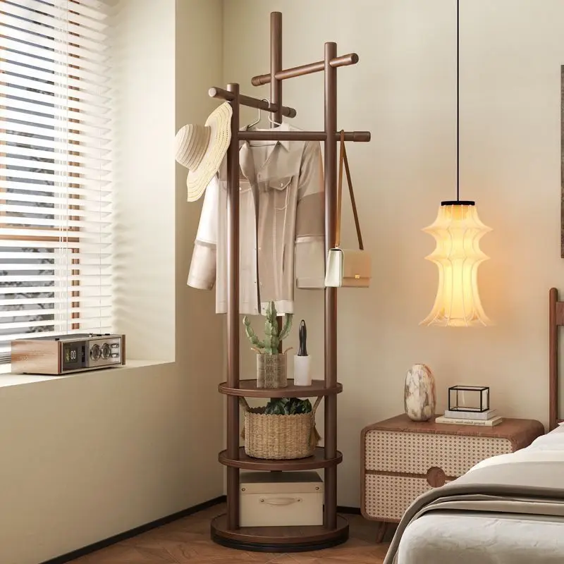 

Solid wood rotating coat floor hanger bedroom household vertical clothes living room clothes