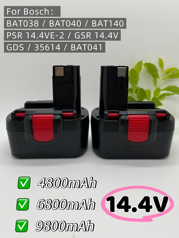 Аккумулятор Bottool-Power Tool для Bosch, 4,8 Ач, 6,8 Ач, 14,4 В, BAT038, BAT040, BAT140, PSR 14,4 В-2, GSR 14,4 В, GDS, 35614, BAT041