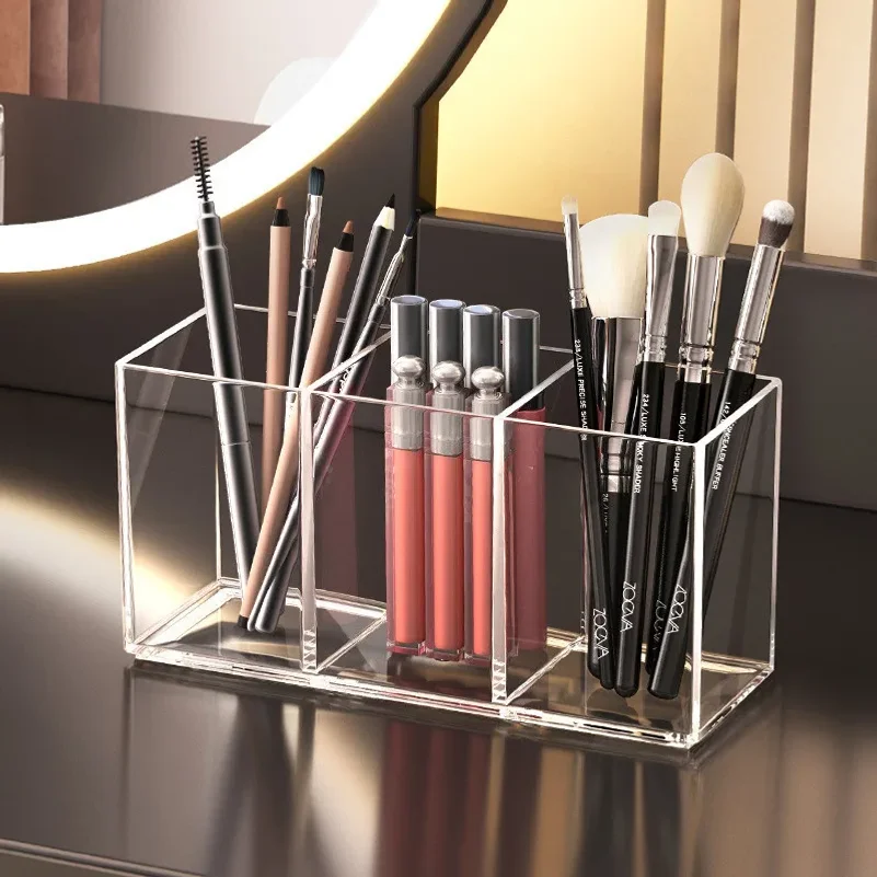 Caja de almacenamiento transparente para brochas de maquillaje, organizador de mesa para brochas de maquillaje, estuche acrílico para brochas de maquillaje, herramienta de maquillaje cosmético.