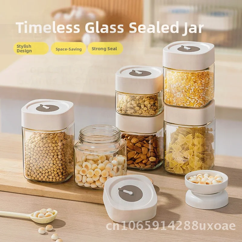 Sealed Jar Glass Bottle Food Grade Sparkling Wine Container Pickle Jar with Honey for Kitchen Storage White Dark Gray Green