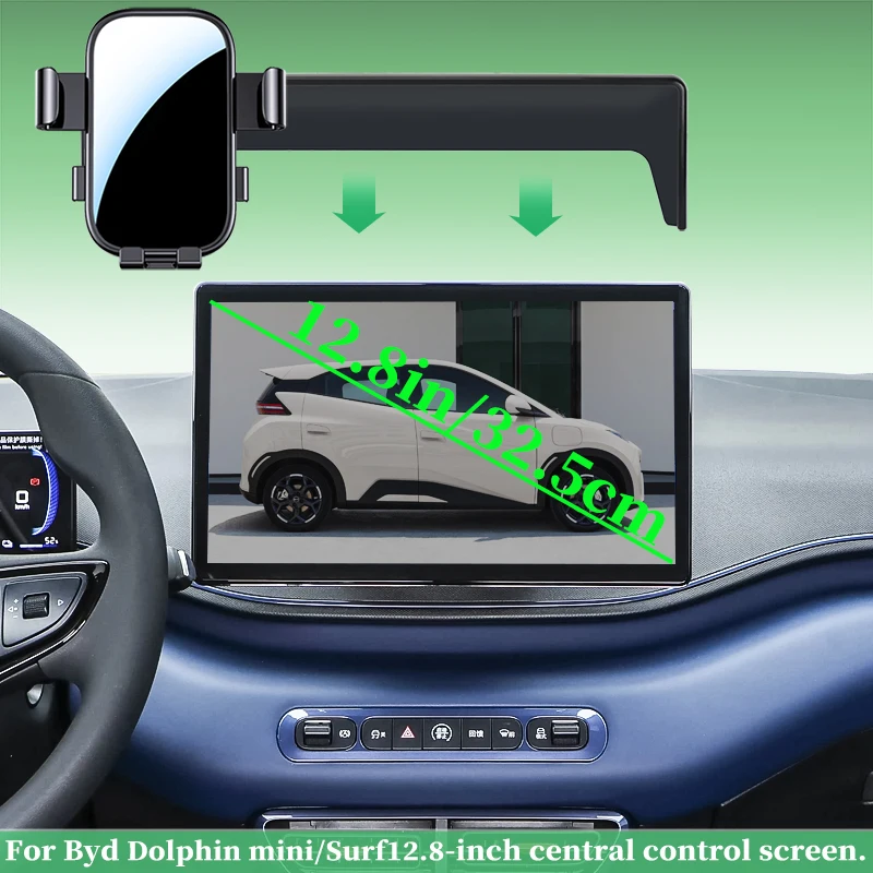 Car Phone Mount for Left-Hand Drive BYD Dolphin Mini/Surf EV/DM-i; Compatible with 10.1-Inch and 12.8-Inch Center Displays.