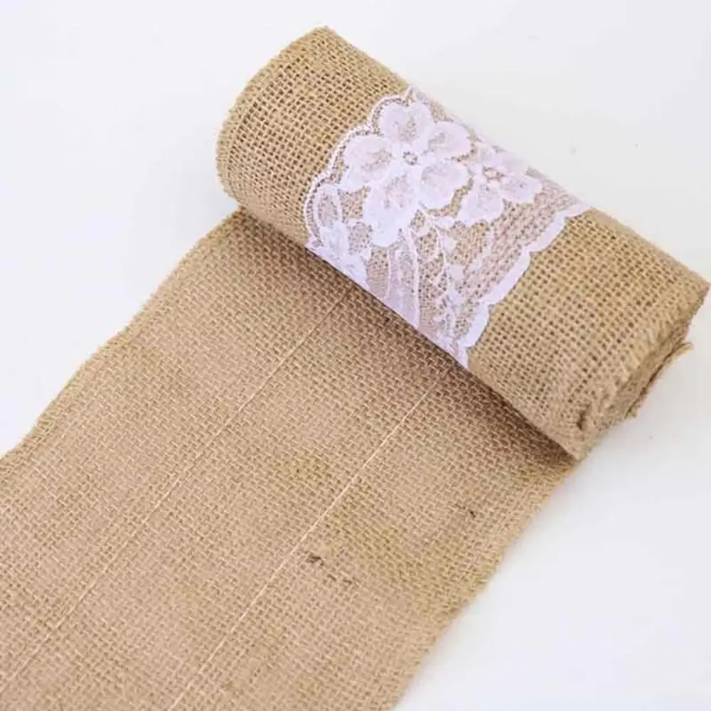Vintage Burlap Chair Bow Handmade 15cm Lace Cotton Chair Backrest Classic Decorative Lace Linen Ribbon Roll Clothing Decoration