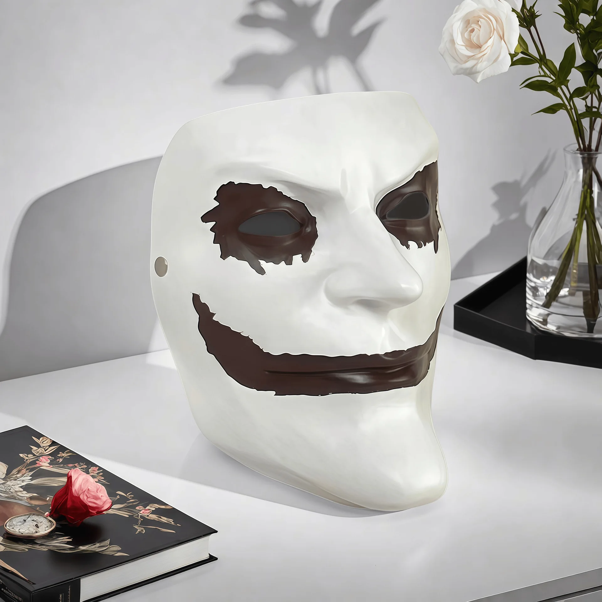 

Adjustable Wearing Mask Halloween Carnival Day of the Dead Cosplay Makeup Ball Laughing Face Resin Craft Mask