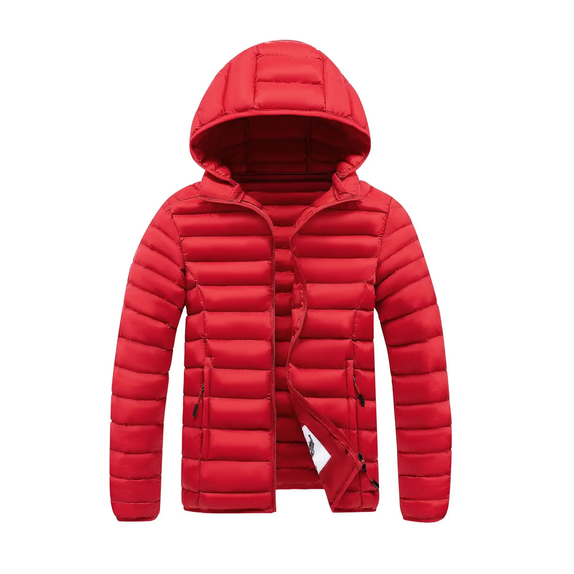 Mens Quilted Warm Parkas White Duck Down Padded Winter Jacket Hooded Mens Puffer Jacket Waterproof Lightweight Outdoor Outwear