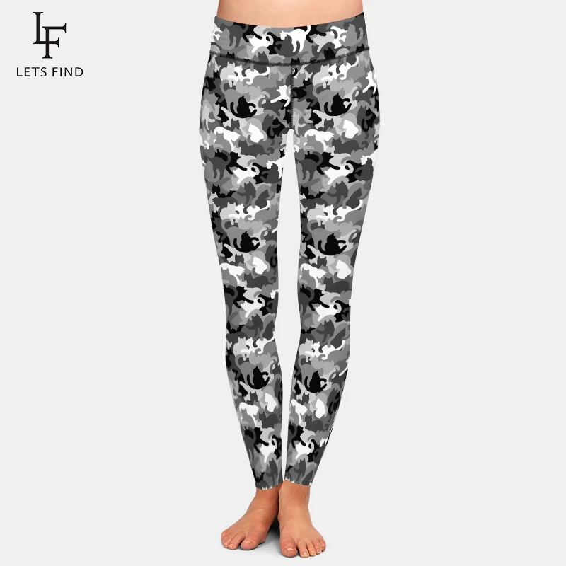 LETSFIND New High Waist Cute Cat Pattern Women Pants High Quaility 3D Hand-painted Cat Print Fitness Slim Girls Stretch Leggings