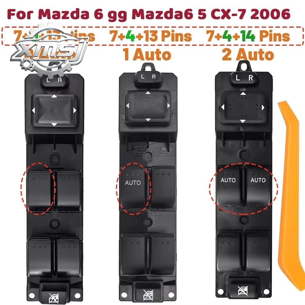 Interruptor De Control De Elevalunas Eléctrico Manual Para Mazda 6 GG, Mazda6, 5, CX-7 2006, Botón De Cristal Delantero Izquierd