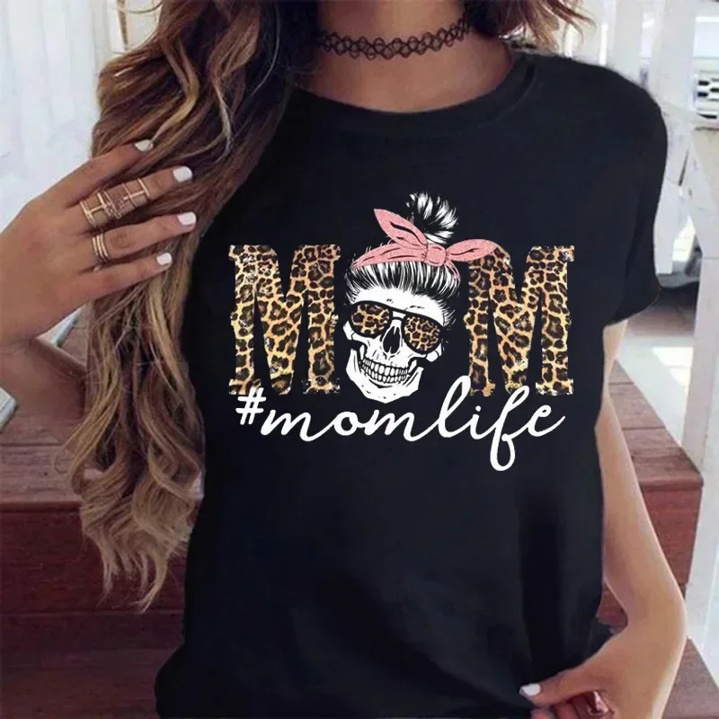 

Cotton 100% Women's 90's Style Cotton T-Shirt Leopard Heartbeat Print Harajuku Graphic Short Sleeve Top Tee for Casual Wear