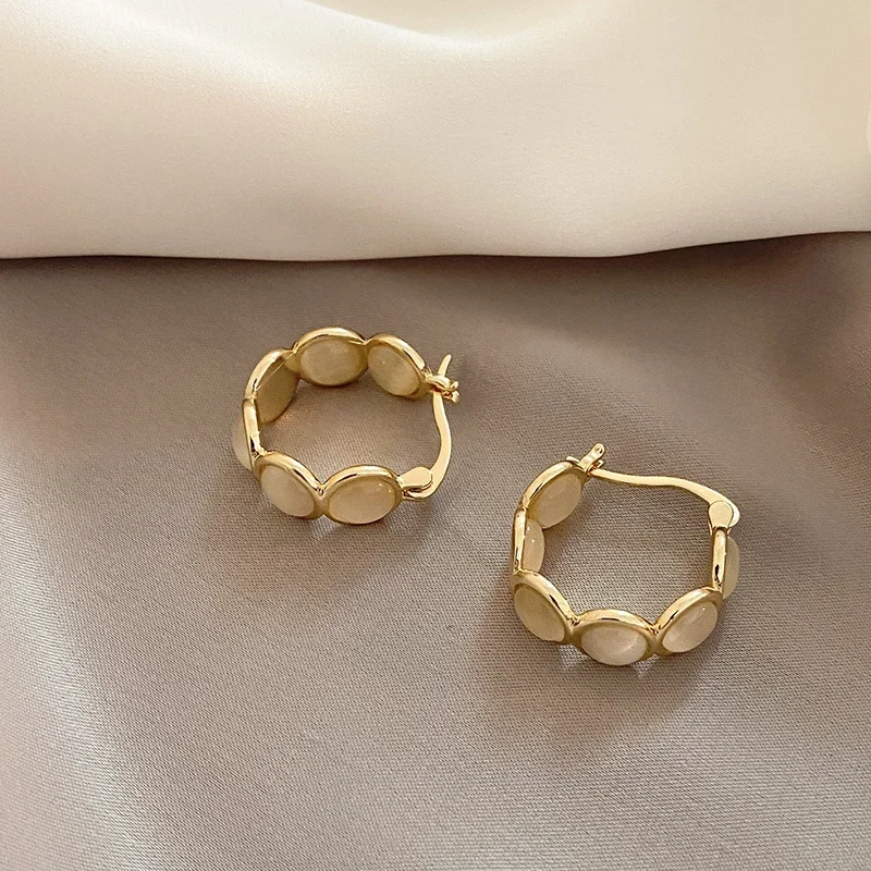 White & Green Stone Hoop Earrings — product information 6