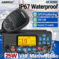 ABBREE AR-509MG Marine Radio VHF 25W with GPS Waterproof IP67 DCS Call USA/INT/CAN Marine Radio Channels Fixed Mount For Boats