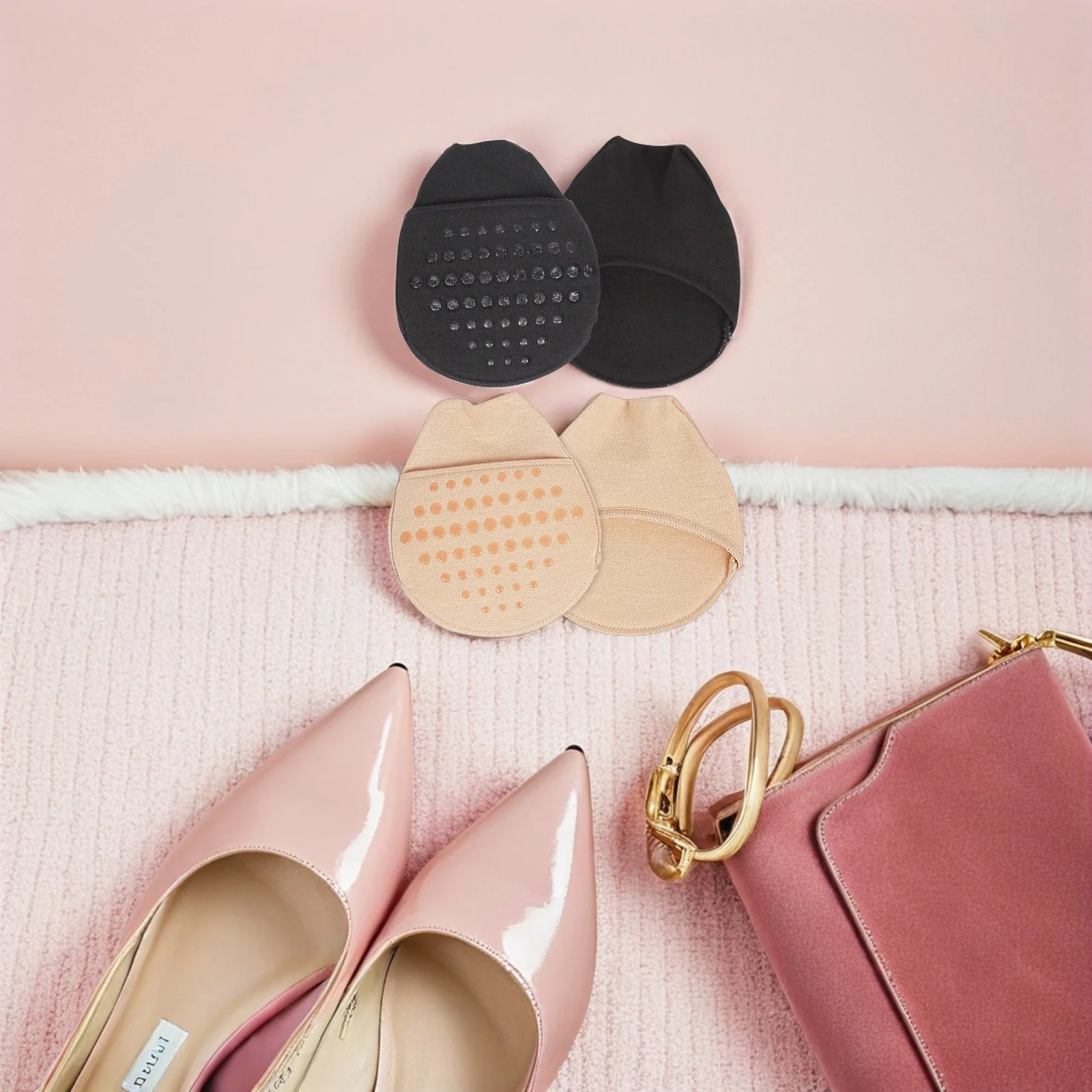 

2 Pairs Sweat-Absorbent Invisible Forefoot Socks Half Palm Cushions Anti-Slip Gel Pads High-Heel Inserts Breathable Comfortable