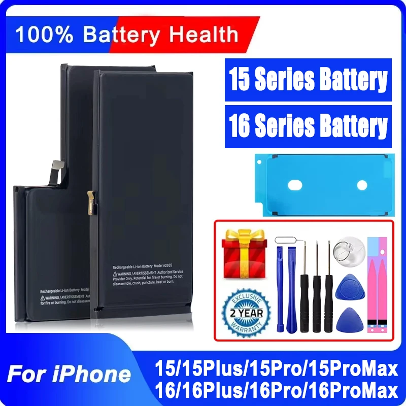 

New Zero-cycle High-quality For iPhone 15 15Plus 15Pro 15ProMax Phone Battery For iPhone 16 16Plus 16Pro 16ProMax Bateria