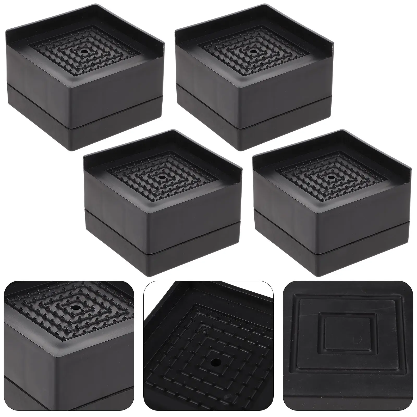 

4Pcs Heavy Sofa Bed Heightening Pads Furniture Lifting Pads Shockproof Bed Foot Pads (Black)