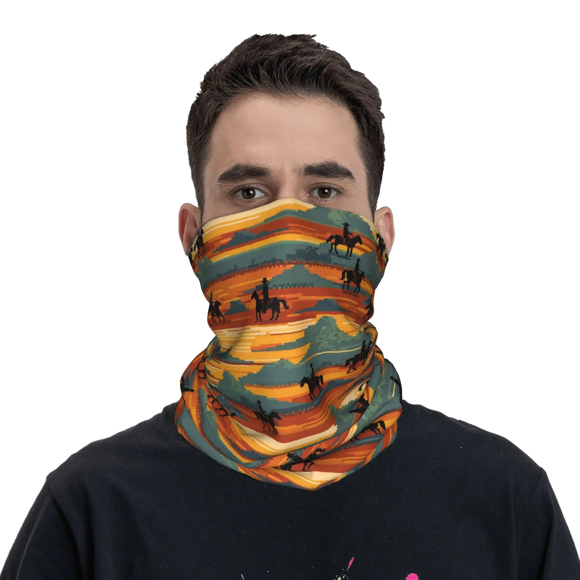 Wild West Cowboy Riders in the Desert Bandana Neck Cover Printed Mask Scarf Cycling Scarf Hiking Fishing for Men Women Adult