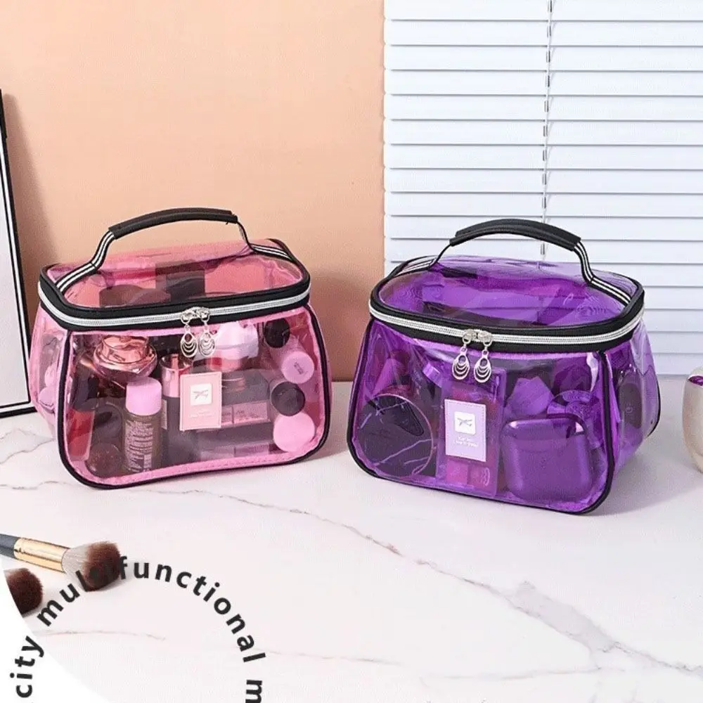 New PVC Wash Bag Transparent Waterproof Cosmetic Bag Large Capacity Handheld Makeup Storage Bag Women - Image 3
