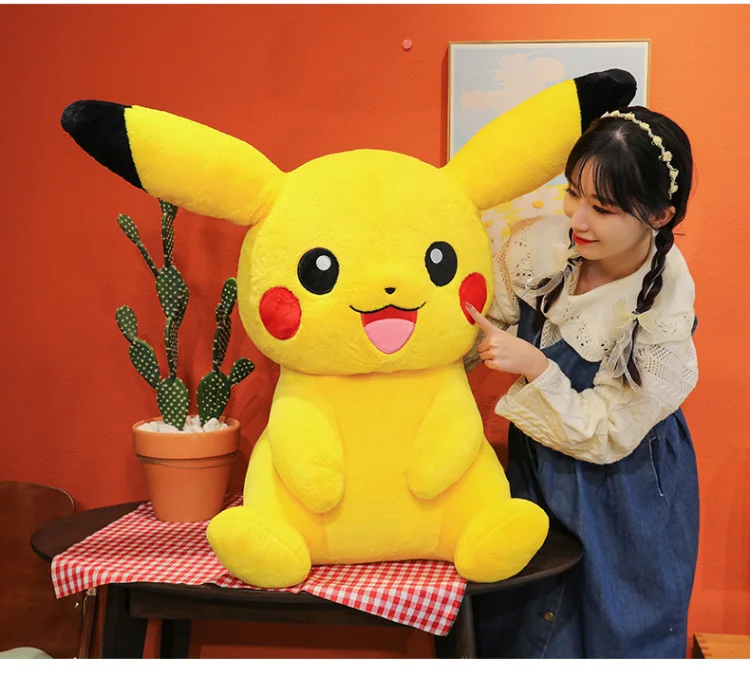 30-75cm Big Size Pikachu Plush Toy Cute Pokemon Pikachu Doll Super Soft Stuffed Pokémon Smile Pikachu Pillow Christmas Gifts Kid