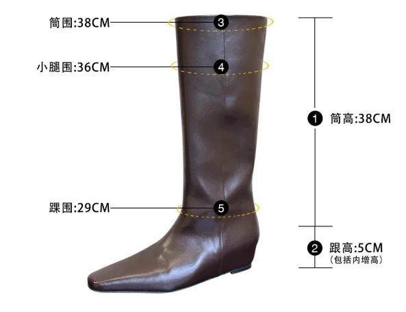 AIYKAZYSDL بولي Leather الجلود حذاء برقبة للركبة Hidde إسفين كعب الأحذية الحديثة الغربية فارس دراجة نارية ركوب الحذاء حذاء مسطح غير رسمي #6