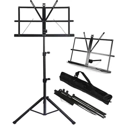 Music Stand 2 in 1 Dual Use Folding Sheet Music Stand Desktop Book Stand Portable and Lightweight