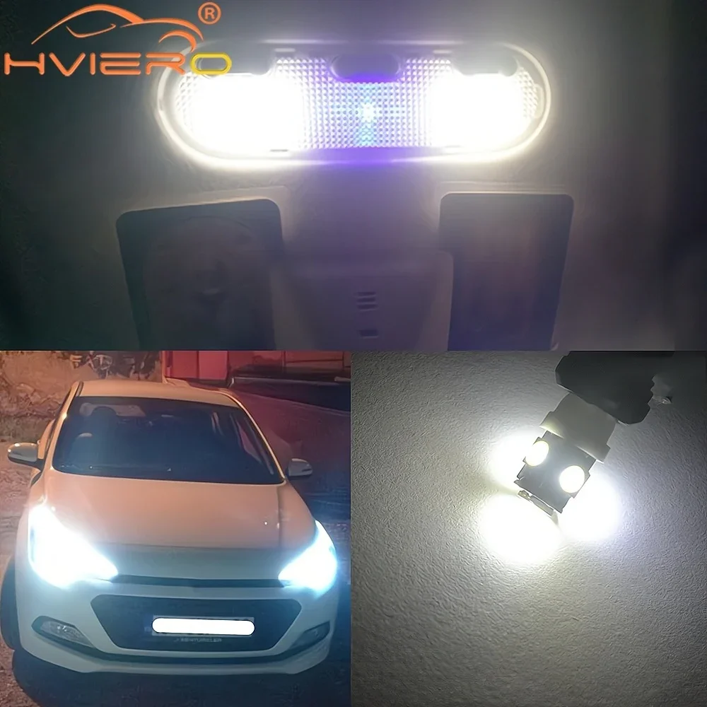 10 SZTUK T10 Samochodowe diody LED W5W 5050 5SMD Białe Niebieskie Czerwone Automatyczne światło cofania Klin Dach Kopuła Czytanie Żarówki bagażnika