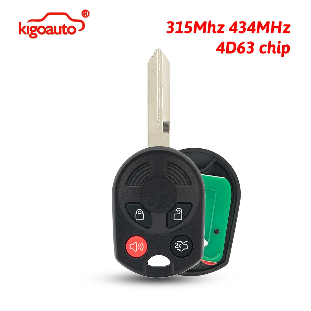 

kigoauto FCC OUCD6000022 Remote key 4 button 315Mhz 434MHz 4D63 chip FO38 blade for 2008-2011 Ford Mercury PN 164-R7013