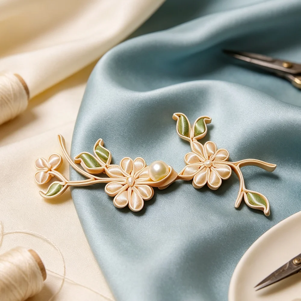 The Cherry Blossom Knot – A Set of Pink Floral Chinese Frog Buttons, Blending Practical Fastening with Exquisite Cultural Artist