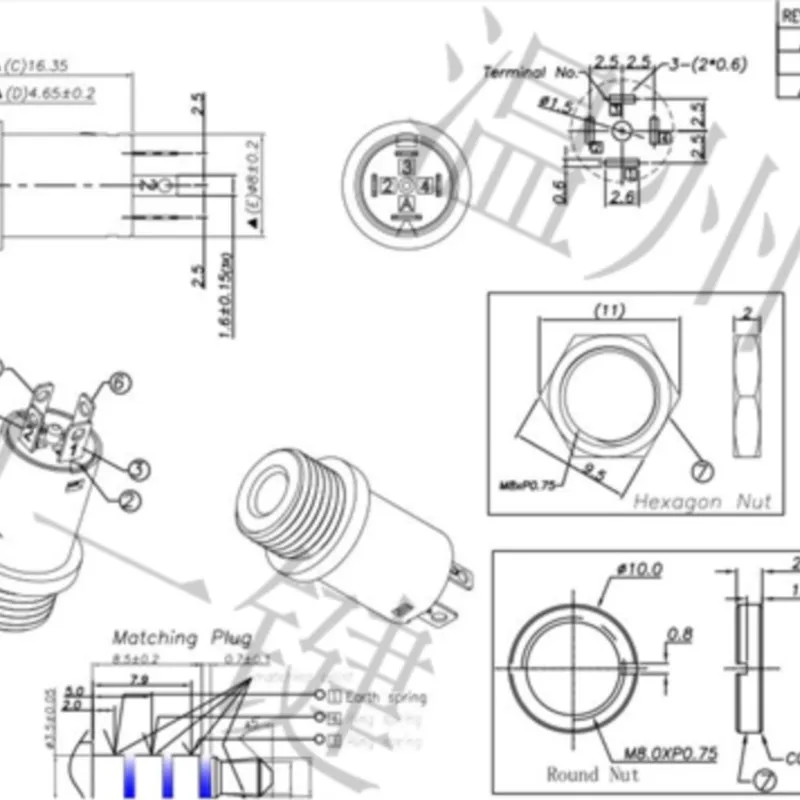 10  pcs PJ-3164 socket headphone socket 4 foot pin with thread 3.5 MM socket master seat power socket