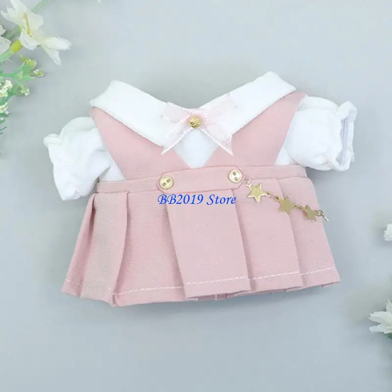 

Q0KB 8’’ Plush Doll Clothes for 20CM Cotton Reborns Life Like Rag-Doll Outfit Suit Doll Clothing Korean Kpop Doll Accessory