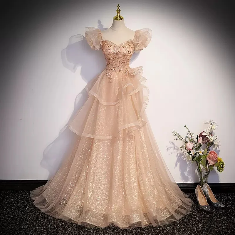 N11150 Abito da sera alla moda per donne eleganti Abiti da ballo Dolce memoria Maniche corte Lunghezza pavimento Abiti per occasioni speciali