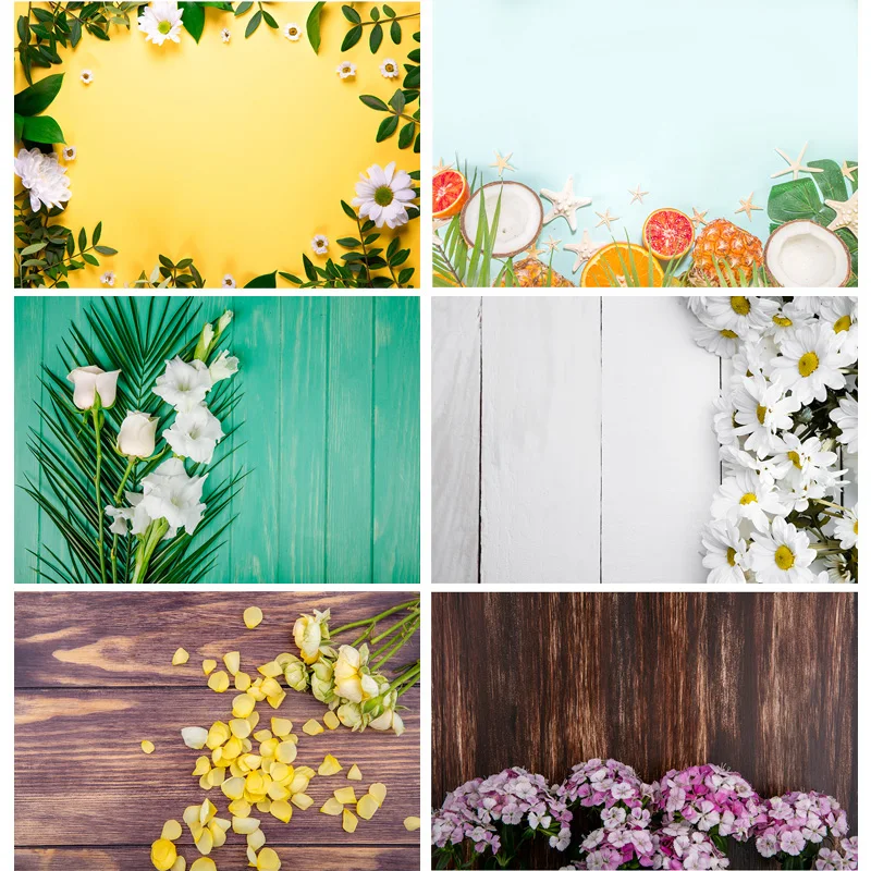 Vinyl Custom Photography Backdrops Props Flower Wood Planks Photo Studio Background 2183 KLZ-19