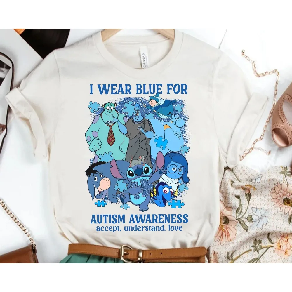 Retro Disney Stitch Eeyore Sadness Shirt, I Wear Blue For Autism Awareness T-shirt, Its Ok To Be Different Tee