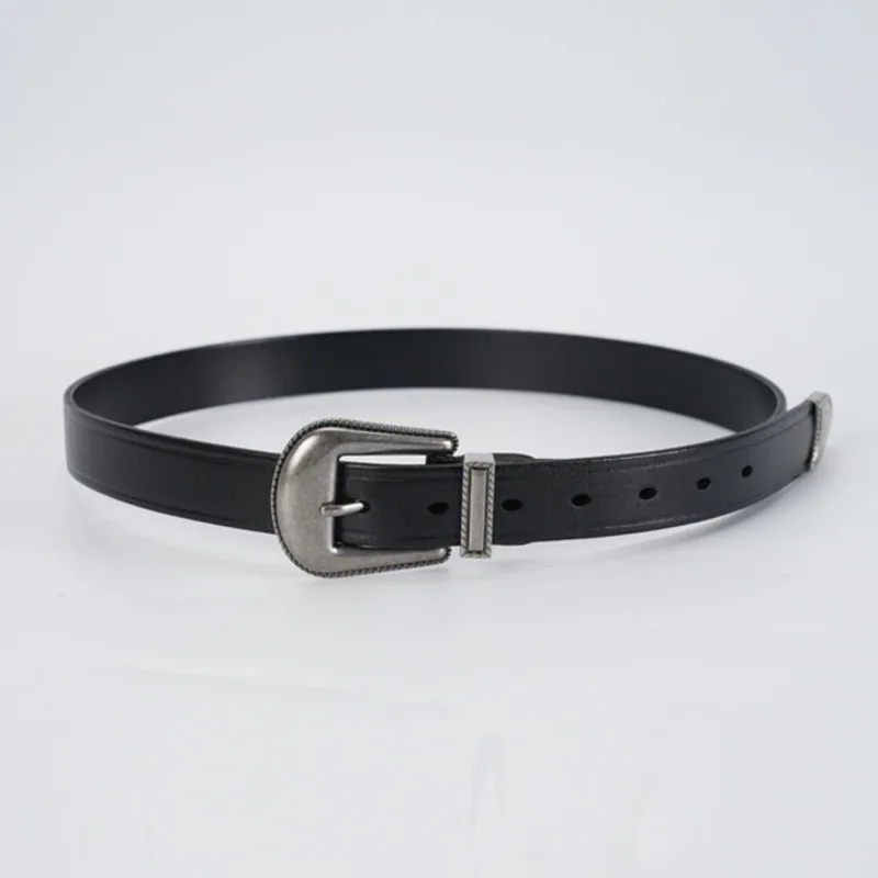 WVGA Spring Autumn New Unisex Tide Dark Style Trendy Alloy Buckle Yamamoto Niche Chic Casual Genuine Leather Belt Ins Y2K W14083