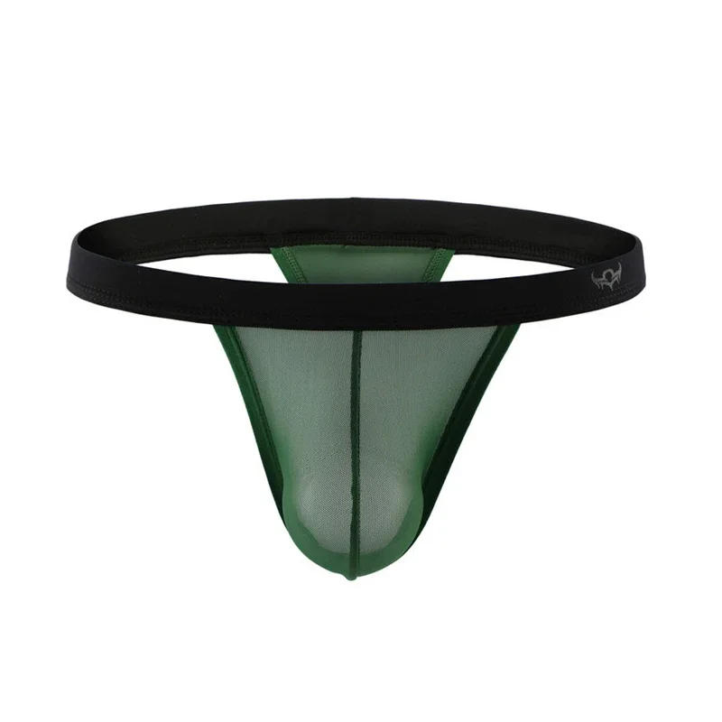 

Men's Low Rise Underwear Thongs Sexy Breathable Mesh Thong See Through T-Back Lingerie Underpants U Convex Panties
