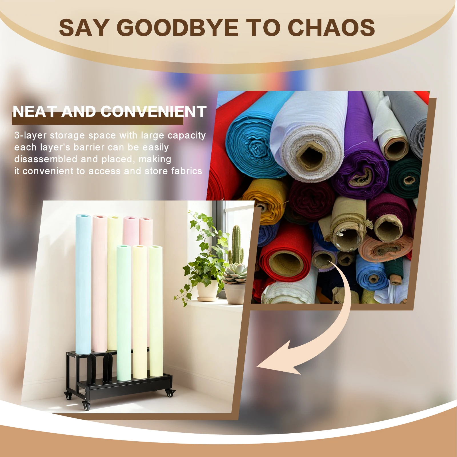 

2/3 Layer Vinyl Roll Holder Commercial Textile Fabric Roll Holder with Wheels Vinyl Car Wrap Film Display Rack Accessories