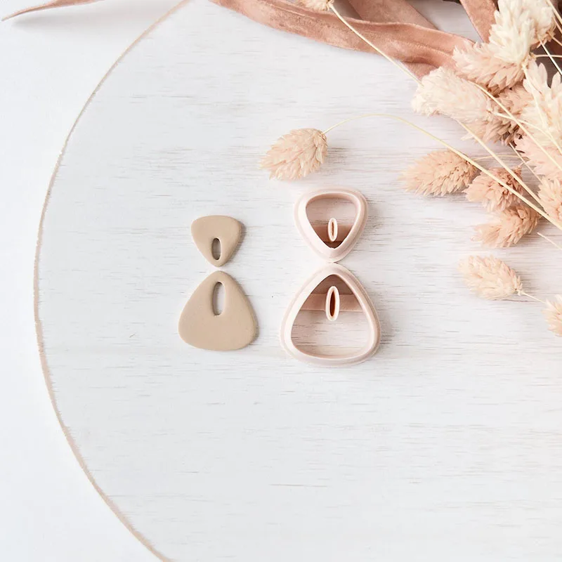 기본 기하학 모양 폴리머 클레이 귀걸이 커터 2 개/대 매달려 클레이 커터 추상 모양 절단... - 1