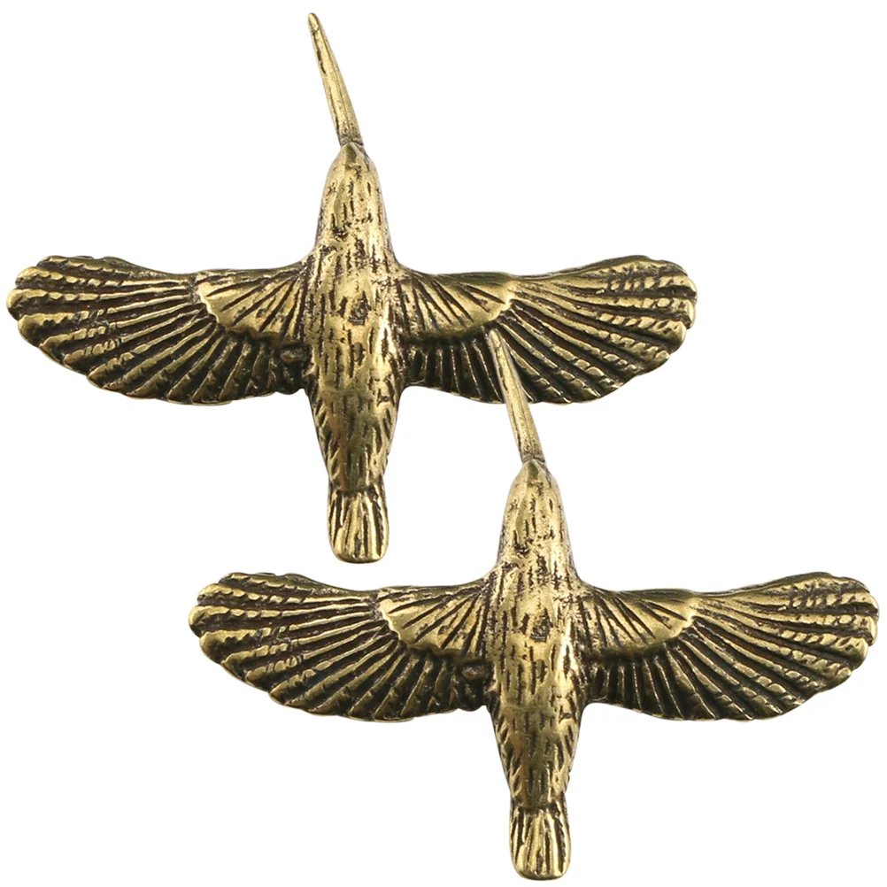 Brass Statue Pure Copper Handmade Creative Bird Ornaments Flying Together Old Crafts Collection 2pcs