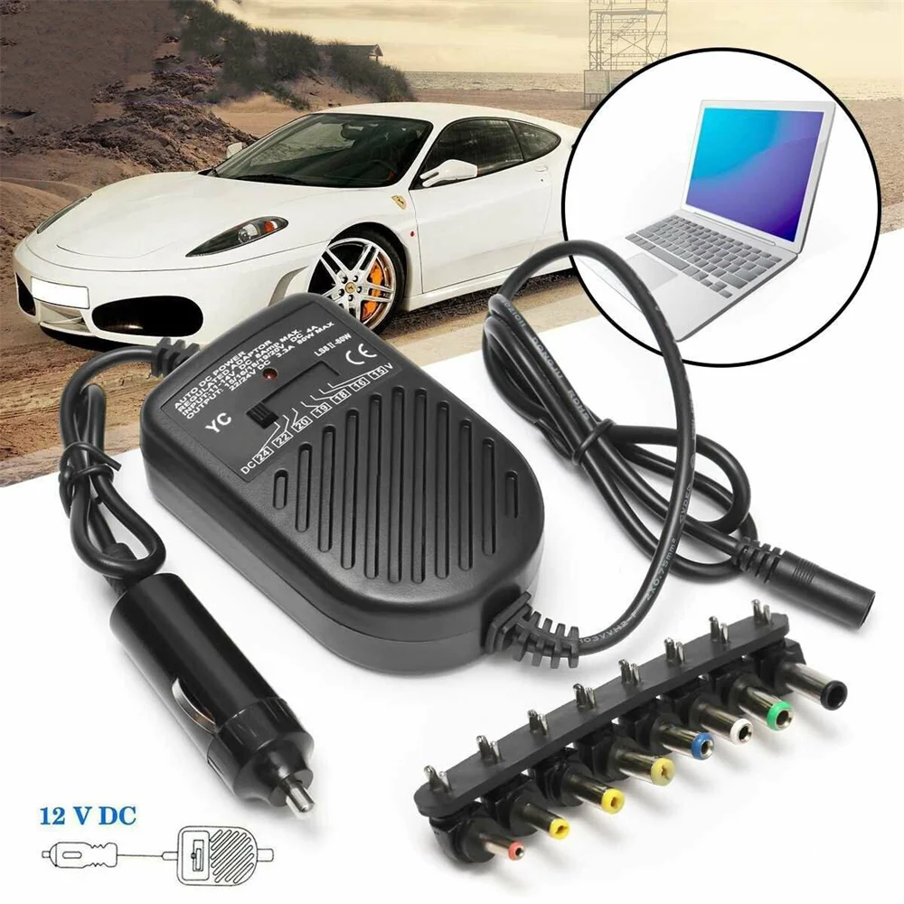 

Universal 80W DC Car Charger Laptop Notebook Adapter Adjustable LED Auto Power Supply Set + 8 Detachable Plugs Computer Charger