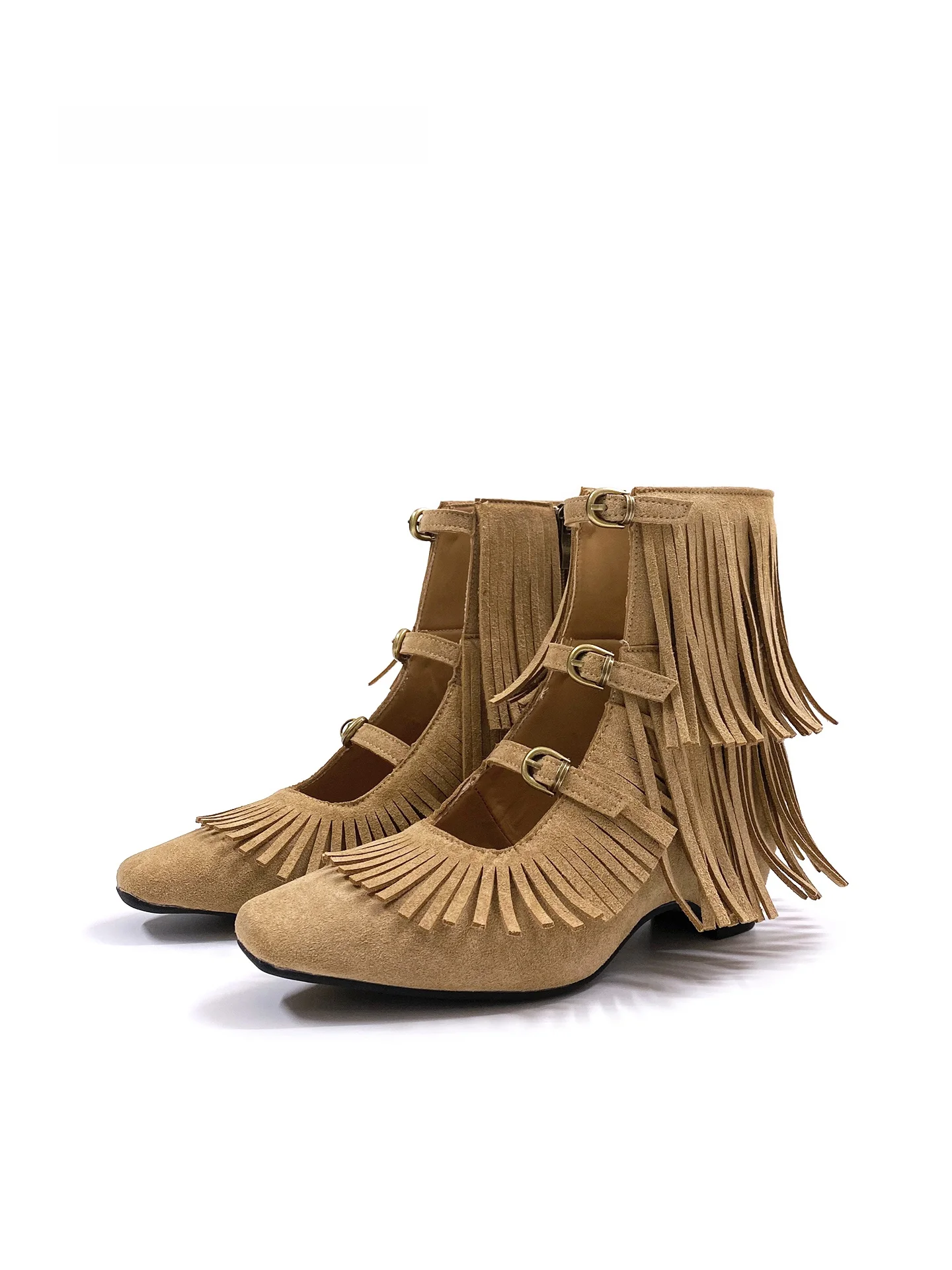 Bohemian Tassel Short Boots Women's Summer Pointed Toe High Top Sandals Wedge Heel Retro Roman Boots Fashionable Youth Footwear