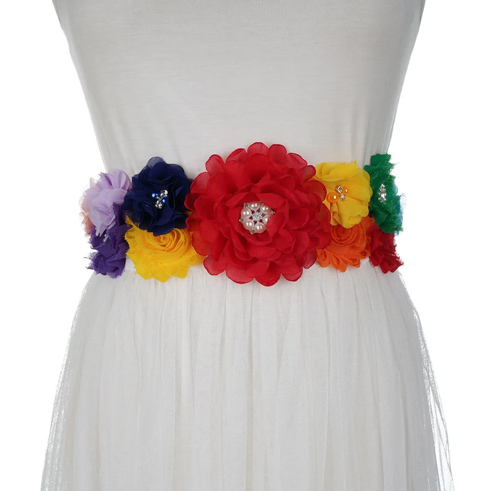 

Maternity Waist Belt Women Pearl Flower Rhinestones Decorative Dress Accessory Premium Material Fine Workmanship