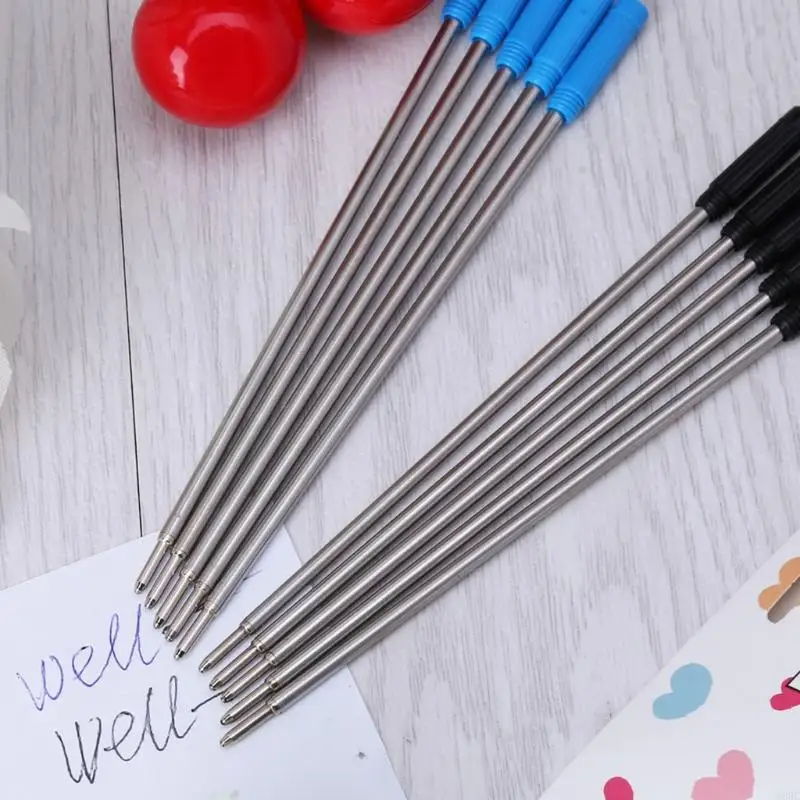 W89C 10pcs Ballpoint Pen nạp lại màu đen/xanh 1.0mm cho hầu hết các bút bi kim loại