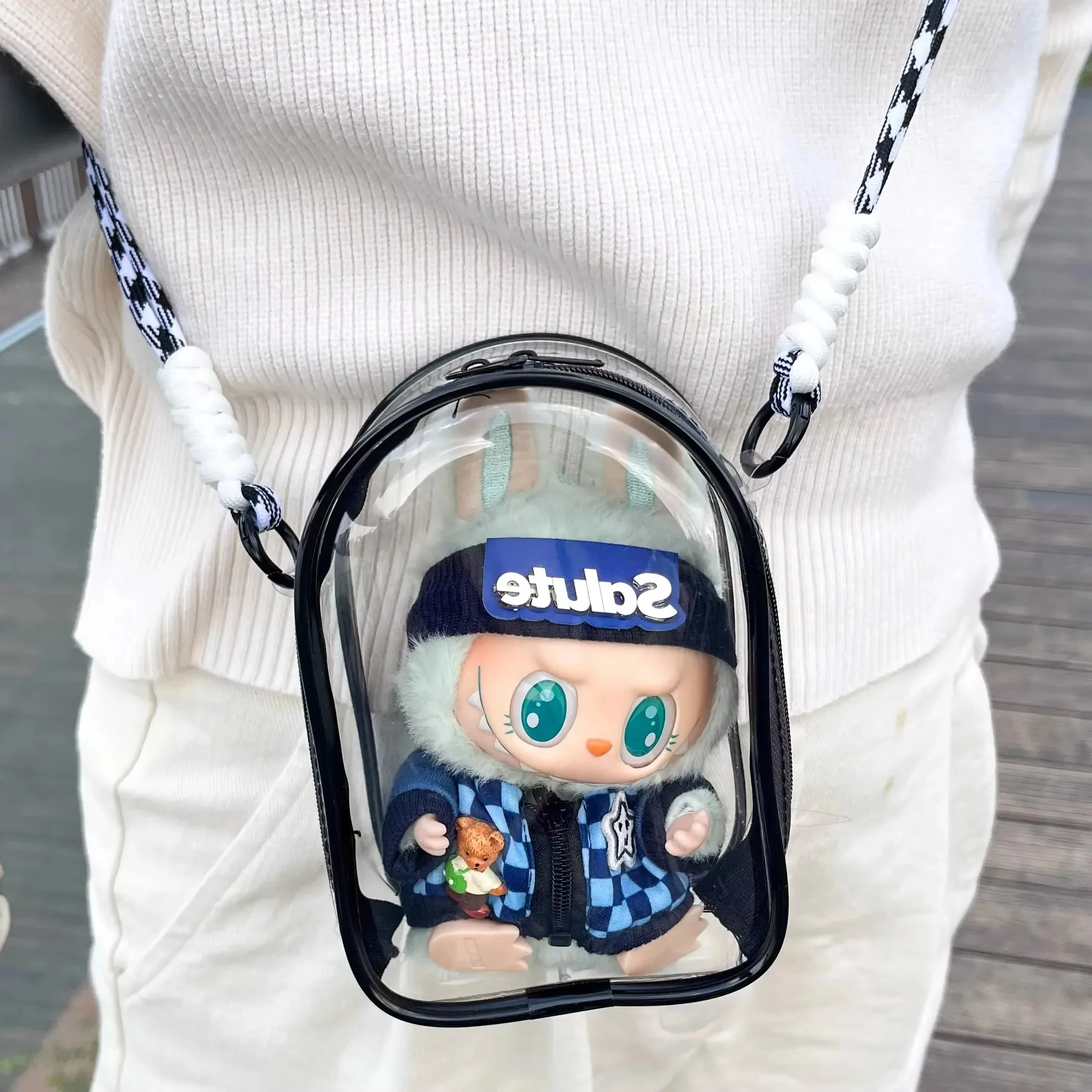 Labubu الغطاء الواقي Labubu يجلس حفلة 17 متر القطن دمية آلام الكتف حقيبة التخزين حقيبة Labubu حقيبة مشي الغبار #5