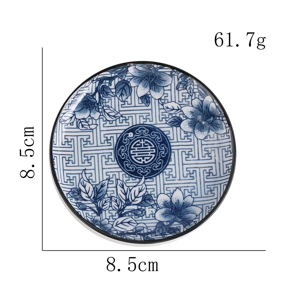 Vintage Round Chinese Blue and White Porcelain Teacup Coaster Caviar Dipping Sauce Dish Ceramic Coffee Cup Coaster Tableware