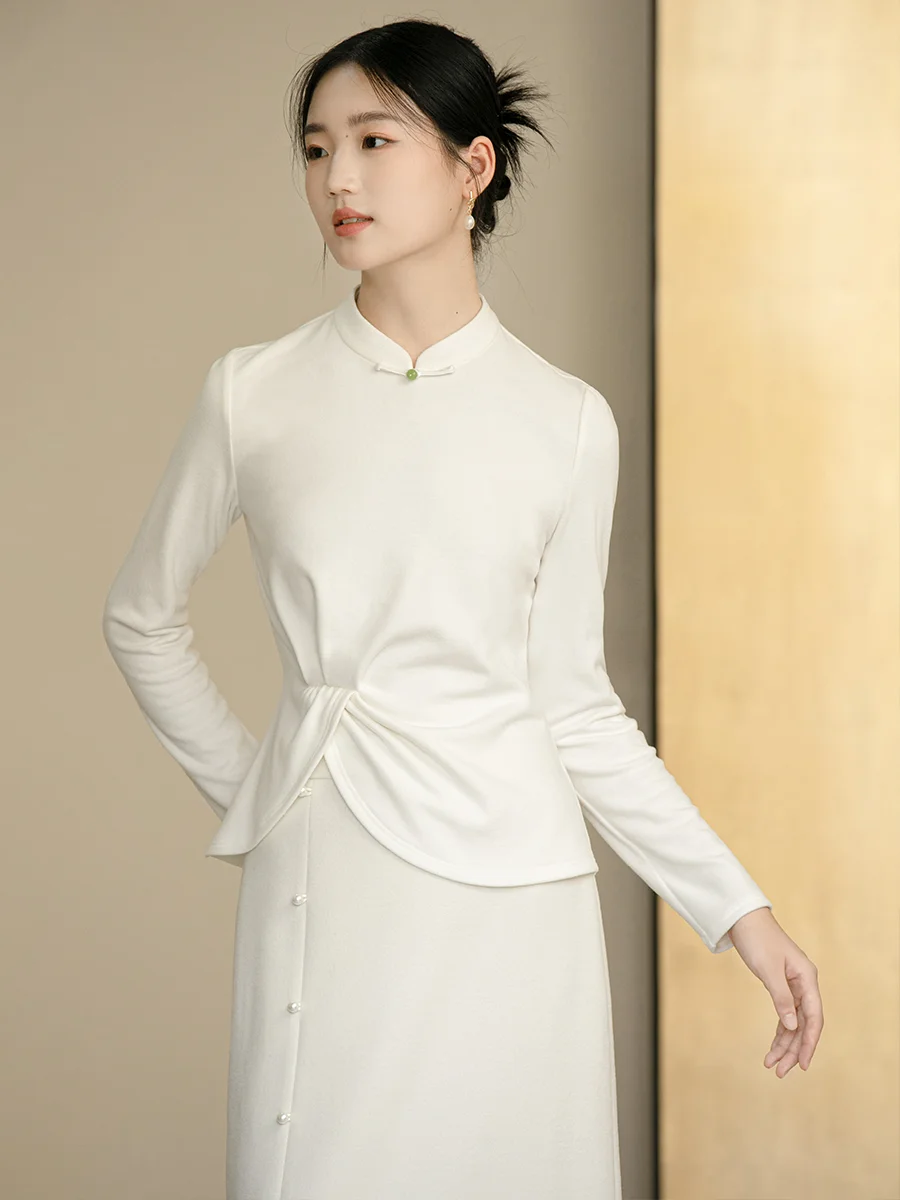 

New Chinese Sle Artistic Knot Slimming ort Inner Wear Base irt Top for Women Autumn Winter Glue Fiber 3%-50% Cosition