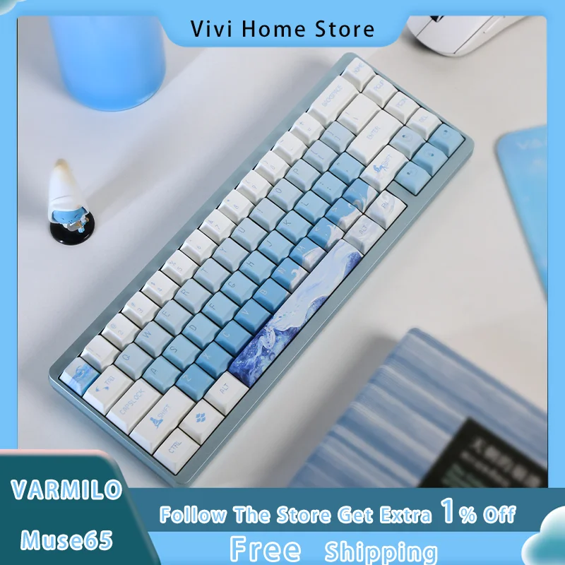 VARMILO Muse65 Gaming Magnetic Axis Keyboard, Full CNC Aluminum Alloy 8K Return Rate, Wired RGB Gaming Office Laptop PC Keyboard