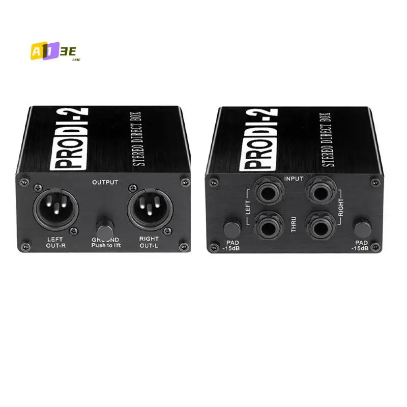 

A13E-Prodi-2 Passive Stereo Direct Box Audio DI Box Direct Injection Box Low Noise Guitar Bass DI 2 Channel Audio Converter